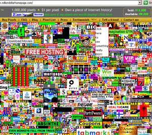 A screenshot of the Million Dollar Homepage